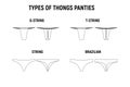 Types of thongs panties for women.