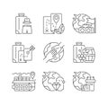 Types of tourism linear icons set