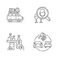 Types of tourism pixel perfect linear icons set Royalty Free Stock Photo