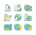 Types of tourism RGB color icons set Royalty Free Stock Photo