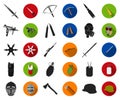 Types of weapons black,flat icons in set collection for design.Firearms and bladed weapons vector symbol stock web