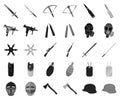 Types of weapons black,monochrome icons in set collection for design.Firearms and bladed weapons vector symbol stock web