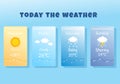 Types of Weather Conditions with Sunny, Cloudy, Windy, Rainy, Snow and Stormy in Template Hand Drawn Cartoon Flat Illustration