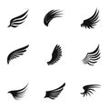 Types of wings icons set, simple style Royalty Free Stock Photo