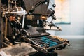 Typesetting Linotype Machine Produced In 1974. Detail. Paper Mill Museum. Famous Landmark, Historical Heritage Royalty Free Stock Photo