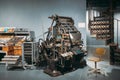 Typesetting Linotype Machine Produced In 1974. Dobrush Paper Mill Museum. Famous Landmark, Historical Heritage Royalty Free Stock Photo