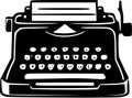 Typewriter - black and white vector illustration Royalty Free Stock Photo