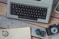 Typewriter, camera and pocket watch Royalty Free Stock Photo