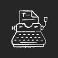 Typewriter chalk white icon on black background Royalty Free Stock Photo