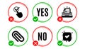 Typewriter, Checkbox and Paper clip icons set. Confirmed sign. Instruction, Approved, Attach paperclip. Vector
