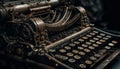 Typewriter close up old fashioned machinery, obsolete technology, metallic nostalgia generated by AI Royalty Free Stock Photo