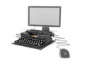 Typewriter, computer monitor and mouse Royalty Free Stock Photo