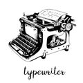 Typewriter hand drawn sketch Royalty Free Stock Photo