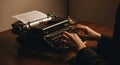 Typewriter with Hands Typing on Paper Royalty Free Stock Photo