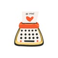 A typewriter with a heart and the text be mine on paper. Symbol of love, romance. Design for Valentine\'s Day Royalty Free Stock Photo