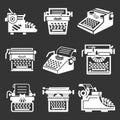 Typewriter icon set, simple style