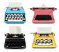 Typewriter icons set, realistic style