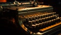 Typewriter keyboard, close up, metal typebars, obsolete machinery, communication nostalgia generated by AI Royalty Free Stock Photo