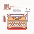 Typewriter keys paper office writing retro flat design Royalty Free Stock Photo