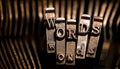 Typewriter keys spelling out the word 'words' in vintage metallic texture. Royalty Free Stock Photo