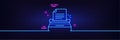 Typewriter line icon. Copywriting sign. Neon light glow effect. Vector