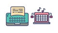 Typewriter with music notes, rhythmic storytelling, vector design Generative AI Royalty Free Stock Photo