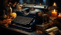 Typewriter, old fashioned, antique, literature, nostalgia, author, close up, book, table generated by AI Royalty Free Stock Photo