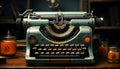 Typewriter, old fashioned, close up, machinery, obsolete, metal, nostalgia, alphabet generated by AI Royalty Free Stock Photo