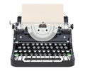 Typewriter with paper, front view. 3D rendering Royalty Free Stock Photo