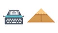 Typewriter and Pyramid Icon, Historical Documentation, Ancient Knowledge, vector design Generative AI Royalty Free Stock Photo