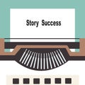 Typewriter with share your story success text