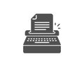 Typewriter simple icon. Copywriting sign.