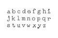 Typewriter style font. Hand-drawn doodly slim lowercase letters set