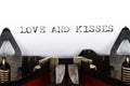 Typewriter with text love and kisses Royalty Free Stock Photo