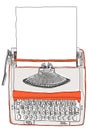 Typewriter two tone cream orange with paper