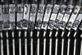 Typewriter type bars, macro shot Royalty Free Stock Photo