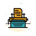 Typewriter, Typing, Document, Publish Abstract Flat Color Icon Template
