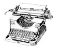 Typewriter vintage typewriter sketch hand drawn in engraving style Royalty Free Stock Photo