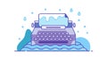 Typewriter on Water Icon, Flowing Ideas, Reflective Writing, vector design Generative AI Royalty Free Stock Photo