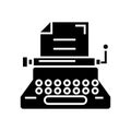 Typewriter - writer - writing - copywriting icon, vector illustration, black sign on isolated background Royalty Free Stock Photo