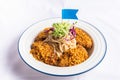 Typhoon Shelter Chicken Wing with fish noodle soup served on bowl isolated on napkin side view of fastfood Royalty Free Stock Photo