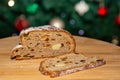 Typic German Christmas stollen with natural fermentation. handmade german panettone in selective focus Royalty Free Stock Photo