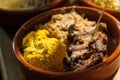 Typica food with meat and polenta at the traditional Royalty Free Stock Photo