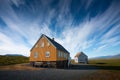 Typica icelandic houses near turf houses in Glaumbaer