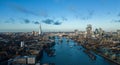 Typical aerial view over the city of London with Tower Bridge and River Thames Royalty Free Stock Photo