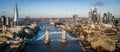 Typical aerial view over the city of London with Tower Bridge and River Thames Royalty Free Stock Photo