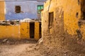 Typical African village houses facade. Medieval street