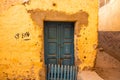 Typical African village houses facade. Medieval street