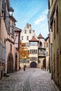 typical alley of Alsatian village, France Royalty Free Stock Photo