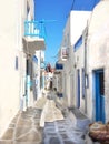 Typical alley in the city of Mykonos, Greece